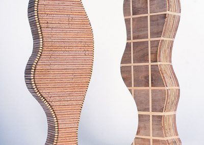 allan watson, after the three graces, 1998, plywood and timber, 600x200x80mm each, photo by stuart johnstone, private collection