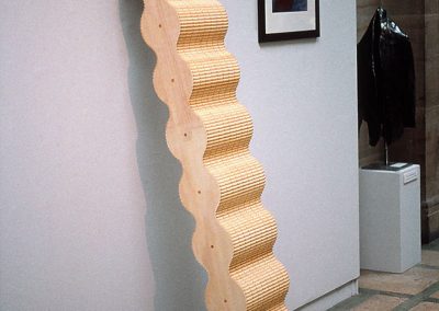 allan watson, gently does it, 1997, plywood and half round dowel and gimp pins, 2290x300x200mm, collection of the artist