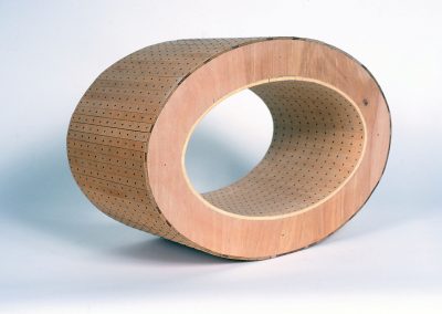 allan watson, imperfection (oval), 1997, plywood and gimp pins, 570x400x270mm, photo by stuart johnstone, private collection