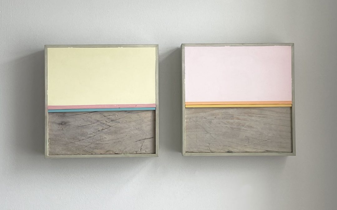 double, double horizon (pink yellow diptych)